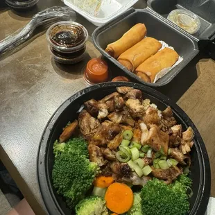 Egg roll chicken teriyaki bowl