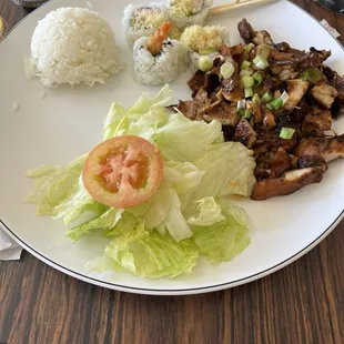 Chicken teriyaki and I also ordered some shrimp the sauce was delicious.