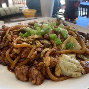 Chicken udon noodles