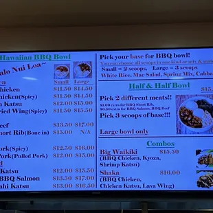 Menu as of 9-1-2023