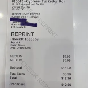 the receipt