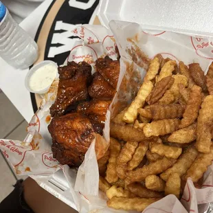 Hot wings and fries