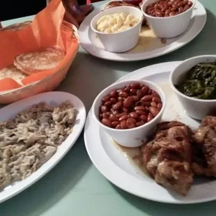 a variety of foods on a table