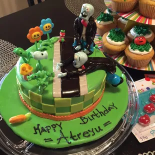 My son's plants versus zombies themed custom bday cake ^_^ so awesome &amp; he loved it to pieces!!!