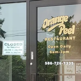 Closed As Usual For Vacation from July 3rd till July 26th. They will Re-Open on Thursday July 27, 2023