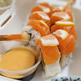 sushi with sauce