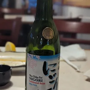 Cloudy sake, served cold