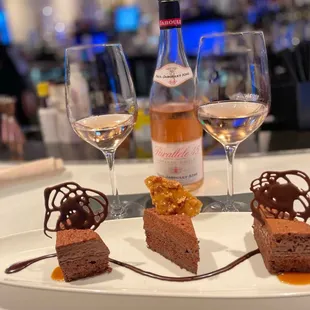 three desserts on a white plate