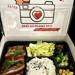 a take out box of food