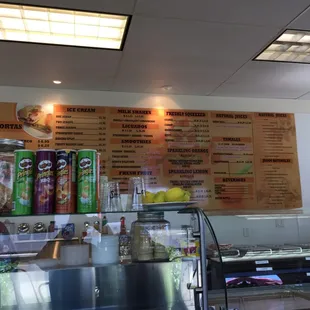 Ice cream, smoothies, sandwiches, Fortas juices , tamales