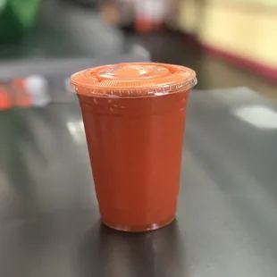 a plastic cup on a table