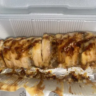 Baked Salmon Roll. Messy pic because the container flipped over but was pretty delish!