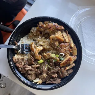Chicken and beef bowl