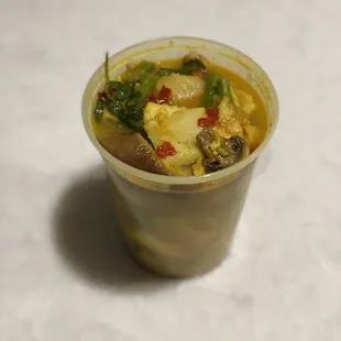 Eggplant, fish, and bamboo dish. It&apos;s a secret item !