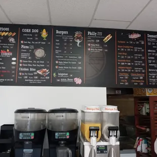 a menu and coffee machines