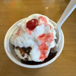 Moose tracks hot fudge sundae without nuts.