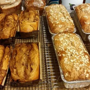 the take-home of our hard work -- whole wheat bread and cinnamon raisin bread!
