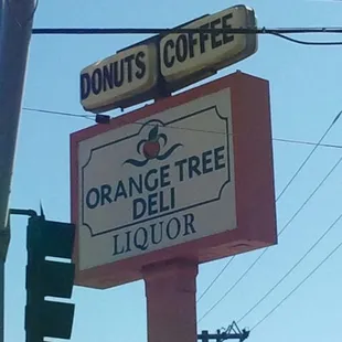 a donut's coffee sign