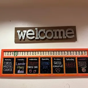 Ice cream menu