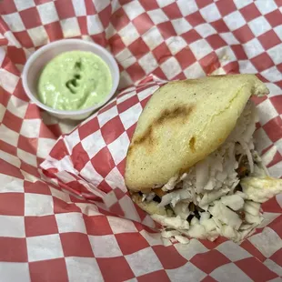 La Pabellon, an arepa with black beans, beef, cheese, and plantains.