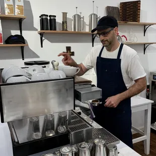 a man in a kitchen