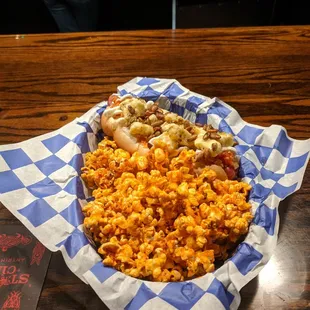 a basket of food on a table