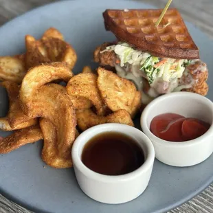 Chicken and waffle sandwich