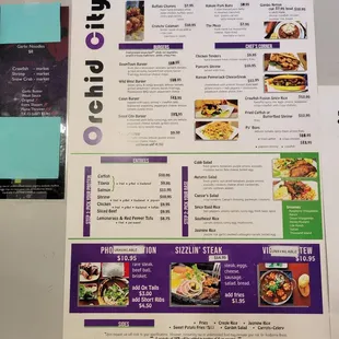 Food menu. Items must vary based on shipments.