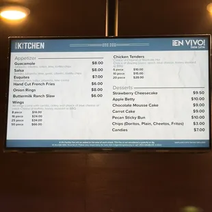 Appetizers, Chicken Tenders, Wings, and Desserts menu as of 06/30/2024.