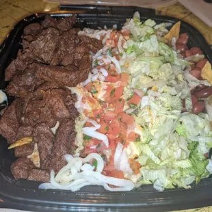 Nachos w carne asada