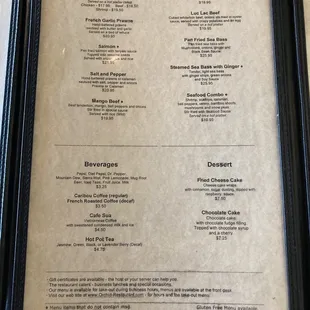 menu