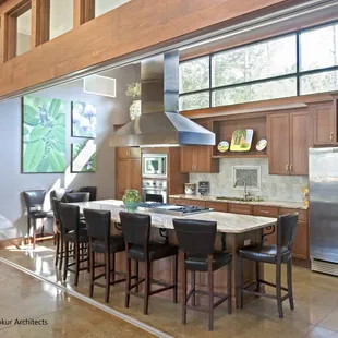 The Orchid Room features a teaching kitchen used for cooking classes. Rentals have use of the refrigerator, sink, microwave, and counters.