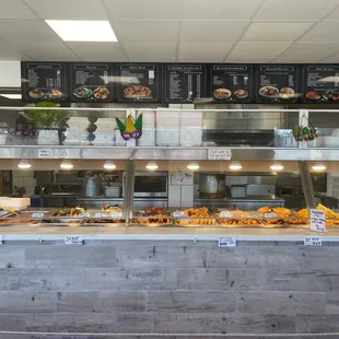 a view of the restaurant counter