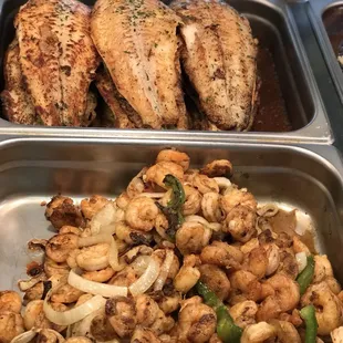 chicken wings and fried chicken, interior