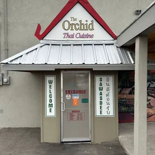 Outside the restaurant.