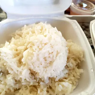 rice in a styrofoam container