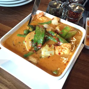 Thai spicy panang curry with veggies AND seafood...