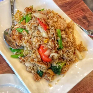 Tasty pineapple fried rice with pork!