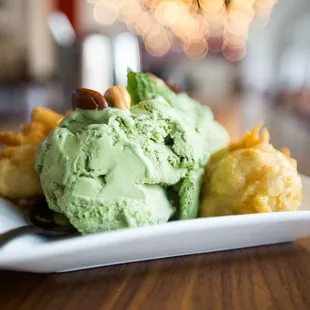Fried Banana with Green Tea Ice Cream