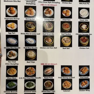 sushi and sashimi, menu