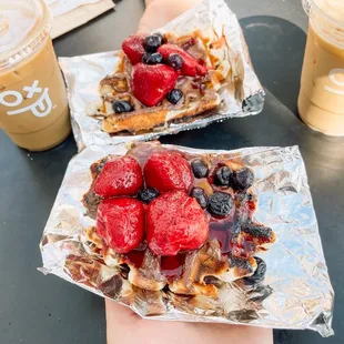 Walking waffle and Cold Brew