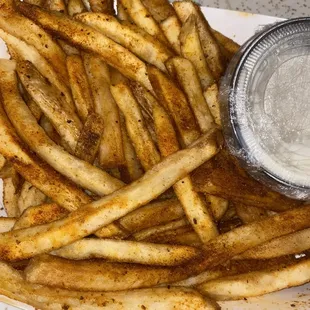 Cajun fries with an added side of ranch