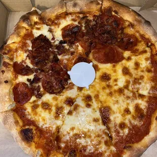 1/2 Cheese 1/2 Bacon and Pepperoni