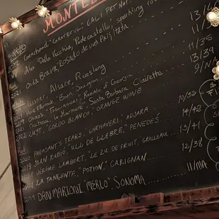 a menu on a blackboard