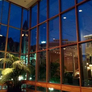 Great views of Rice Park and the St. Paul skyline from the mezzanine lobby.