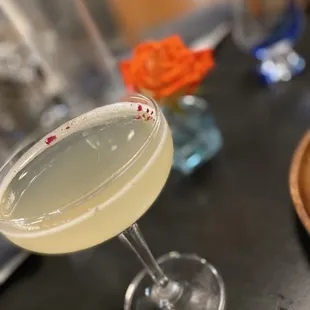 a cocktail in a coupe glass