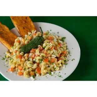 a plate of macaroni salad