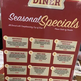 Specials menu