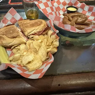 Italian Submarine Sandwich and Pretzel