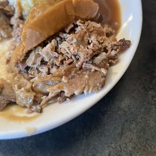 Manhattan supposed to be prime rib  with gravy and potatoes